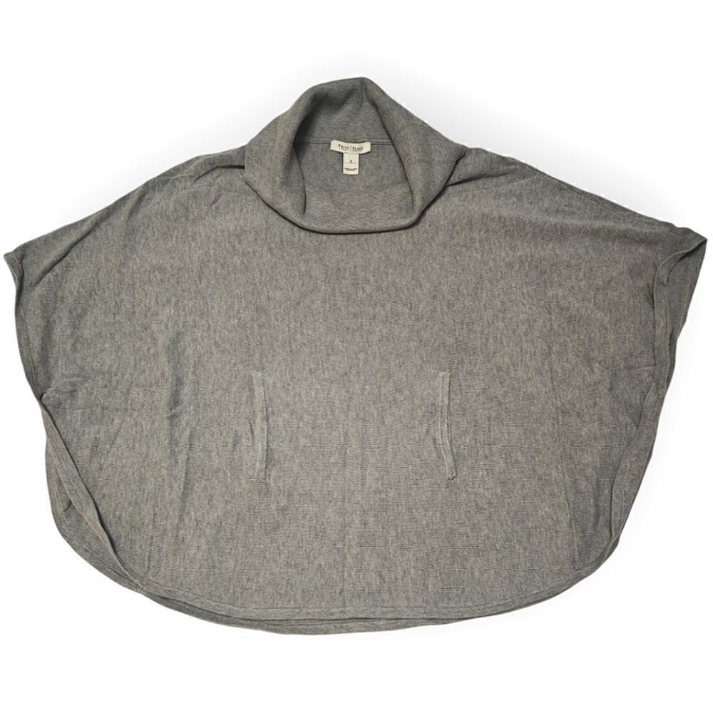 WHBM Light Gray Cotton blend turtle neck sweater Poncho size S